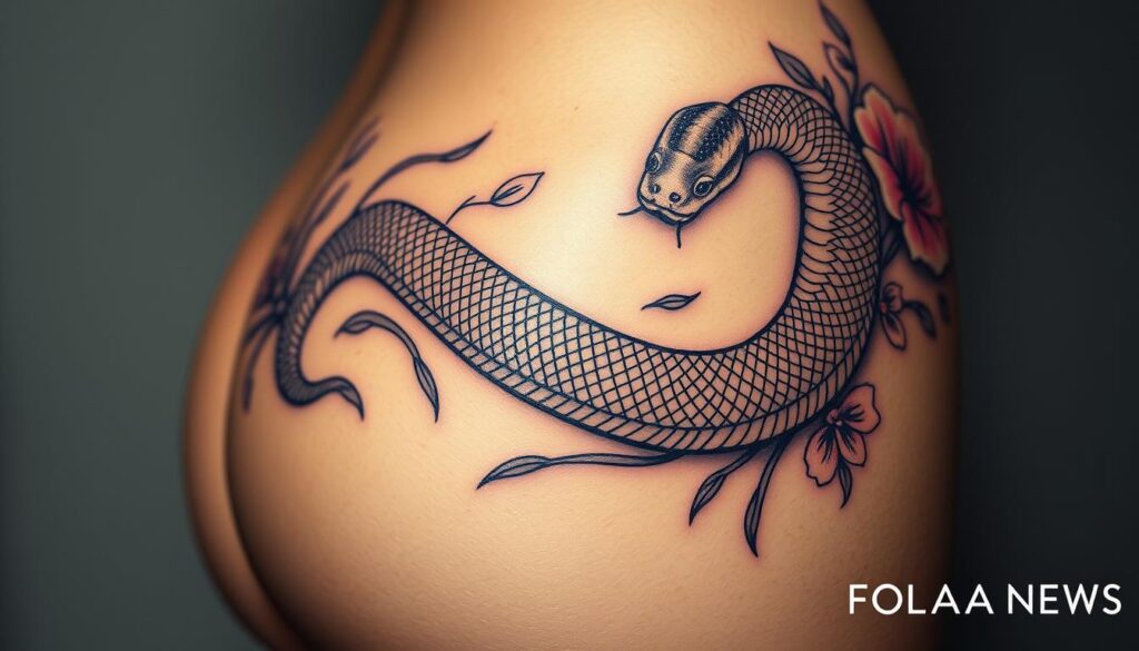 Tatuagem de cobra como beleza corporal íntima