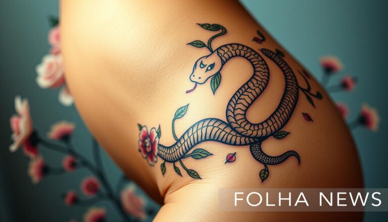 Tatuagem na virilha feminina cobra